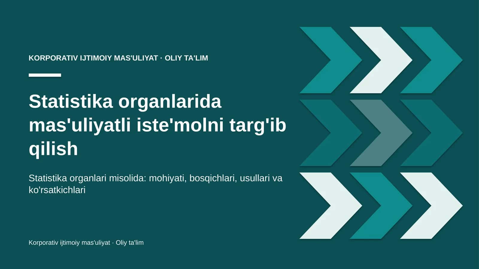 Statistika organlarida mas'uliyatli iste'molni targ'ib qilish