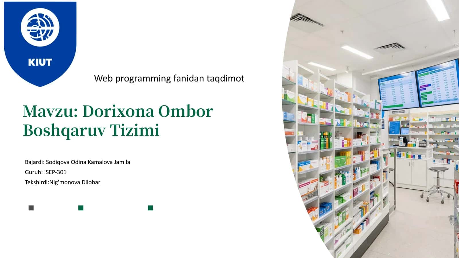 Dorixona Ombor Boshqaruv Tizimi
