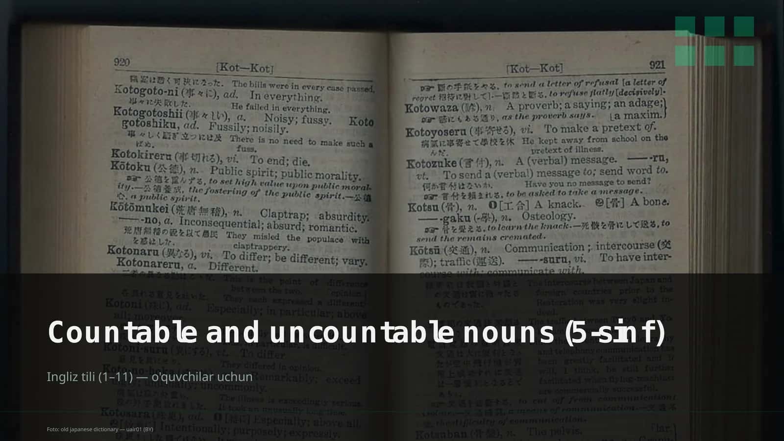 Countable and uncountable nouns (5-sinf)