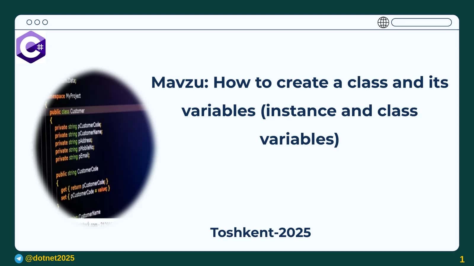 How to create a class and its variables (instance and class variables)