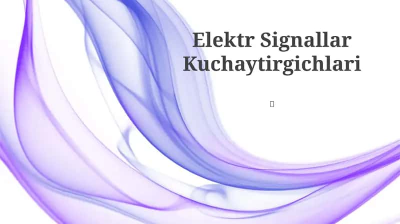 Elektr Signallar Kuchaytirgichlari