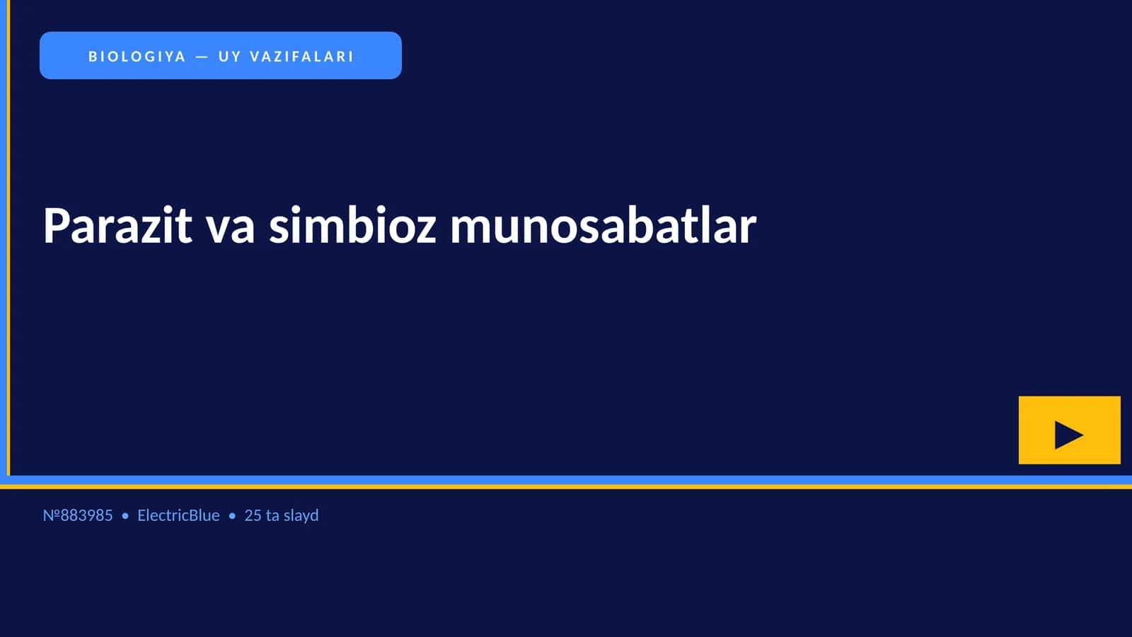 BIOLOGIYA — UY VAZIFALARI