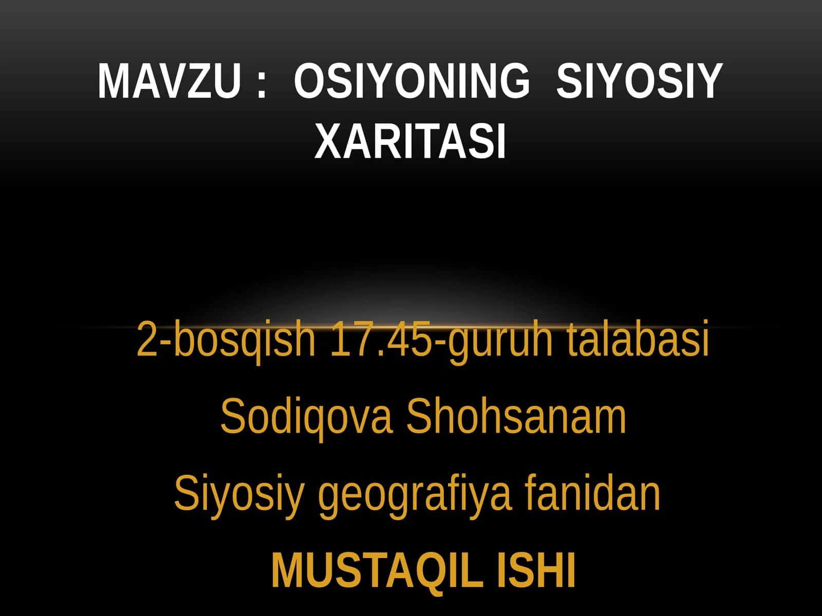 OSIYONING SIYOSIY XARITASI