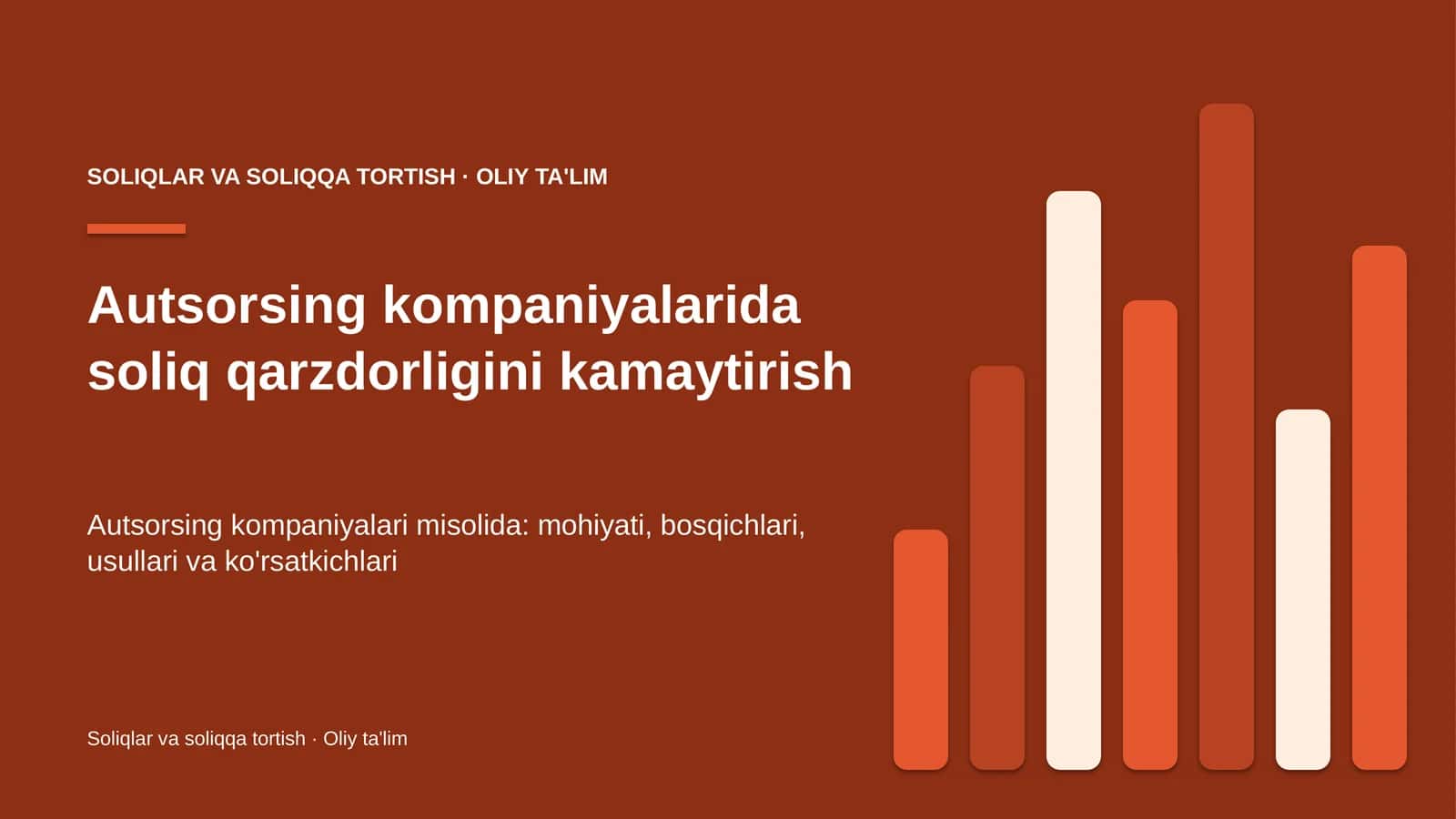 Autsorsing kompaniyalarida soliq qarzdorligini kamaytirish