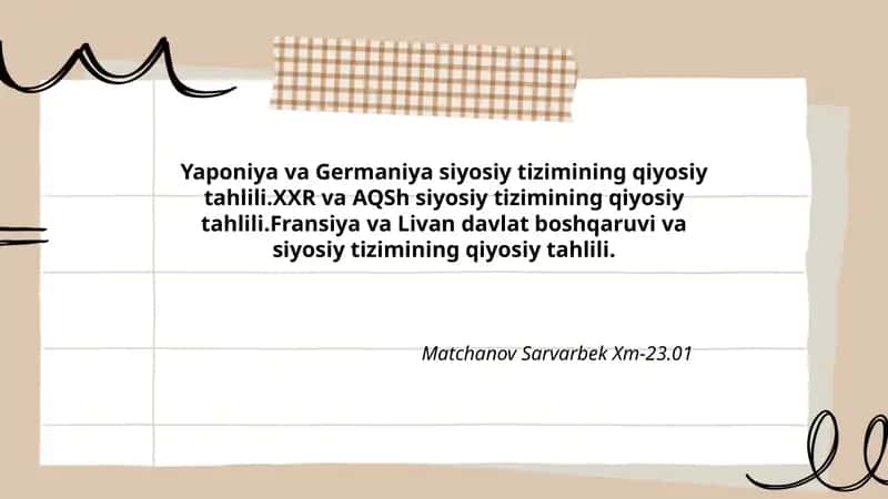Yaponiya va Germaniya siyosiy tizimining qiyosiy tahlili