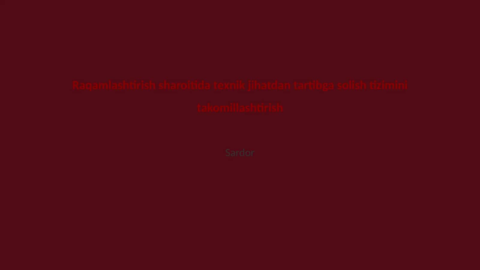 Texnik jihatdan tartibga solish tizimini takomillashtirish