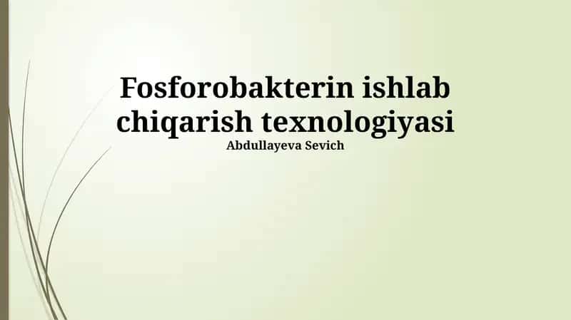 Fosforobakterin ishlab chiqarish texnologiyasi
