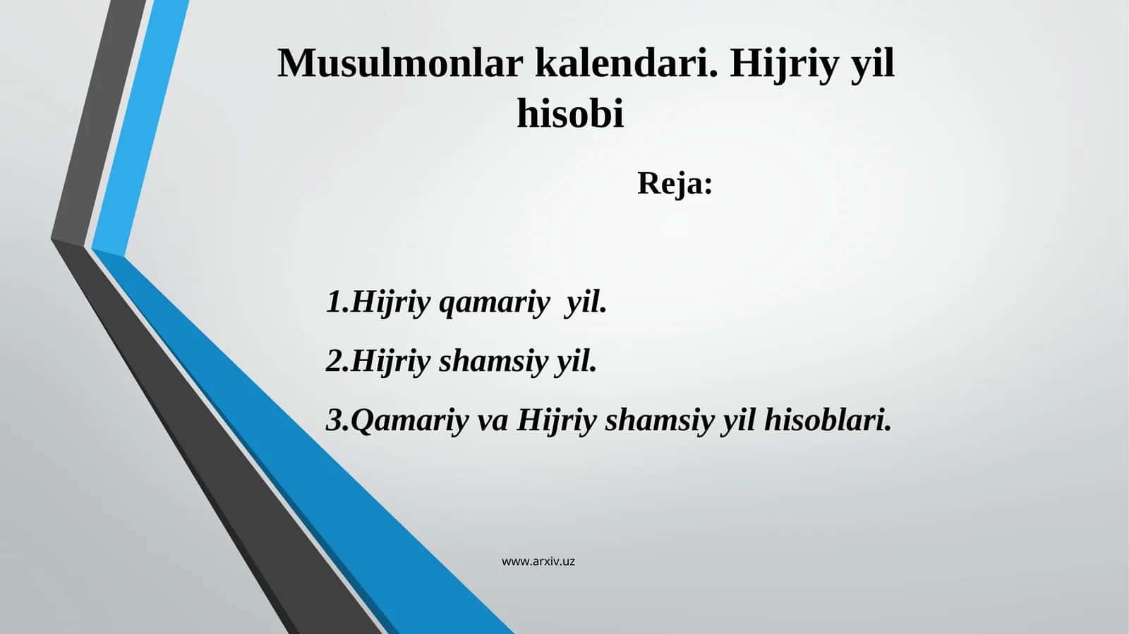Musulmonlar kalendari. Hijriy yil hisobi