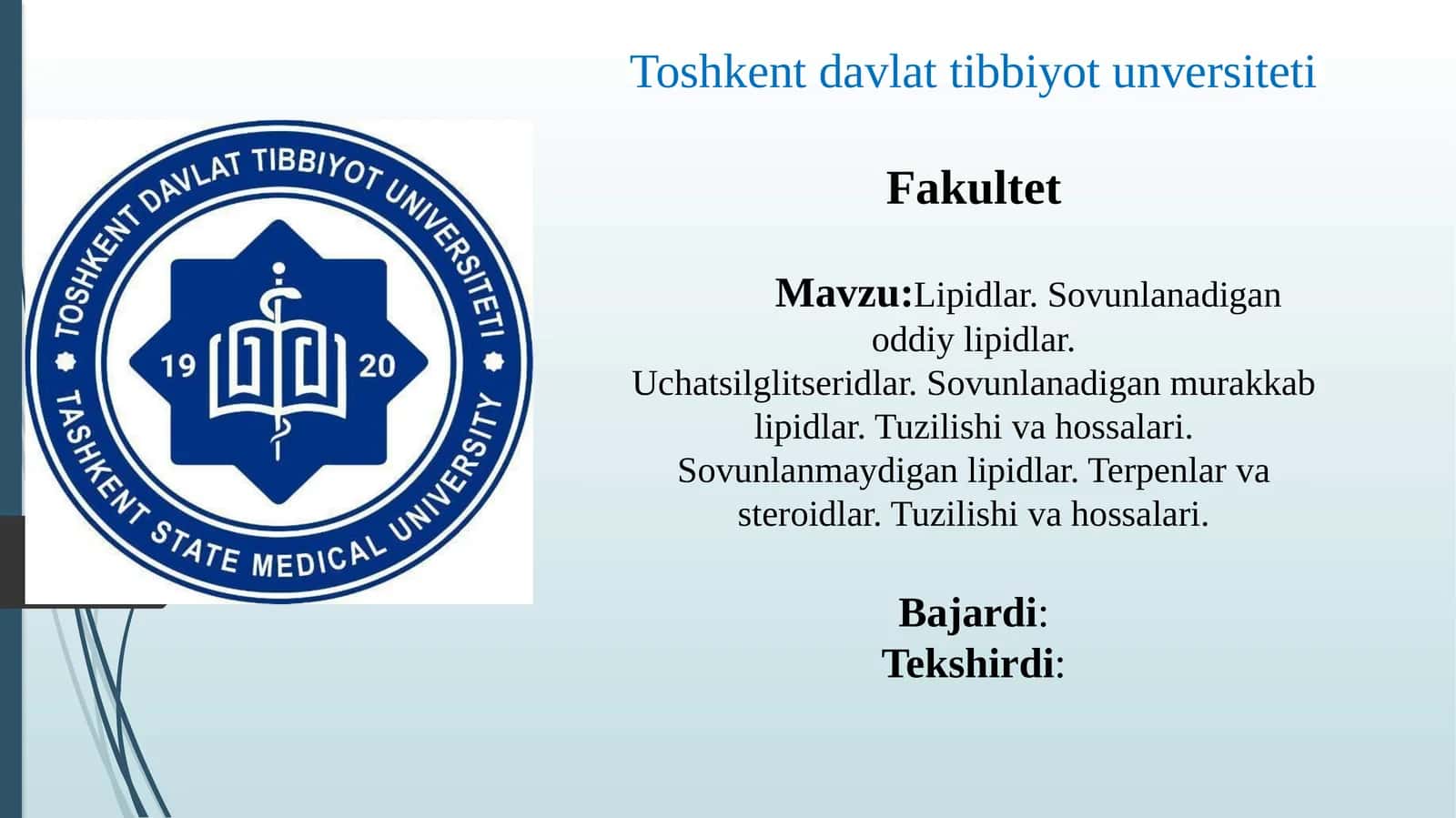 Lipidlar.Sovunlanadigan oddiy lipidlar.Uchatsilglitseridlar.