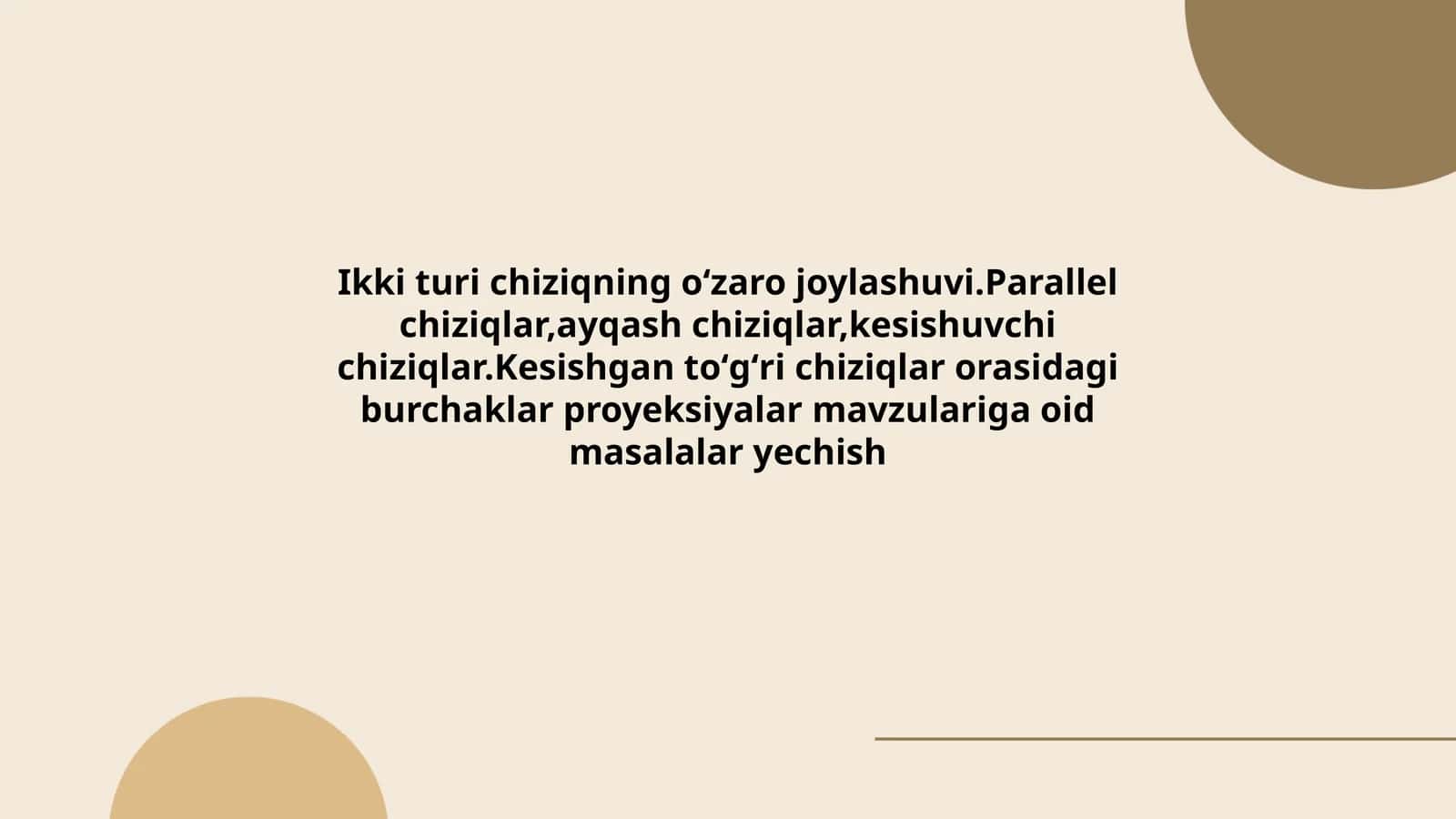 Ikki turi chiziqning oʻzaro joylashuvi