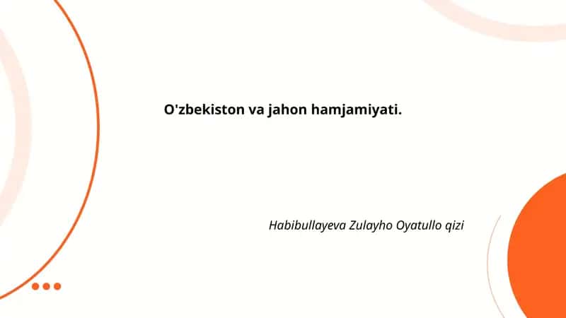 O'zbekiston va jahon hamjamiyati
