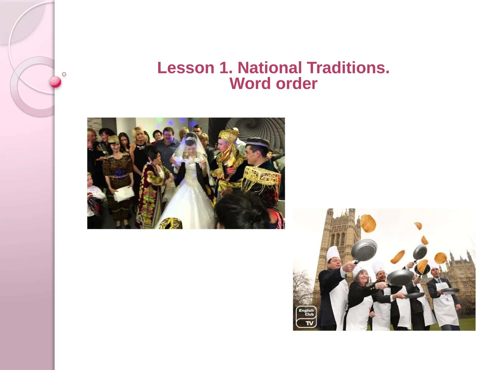 Lesson 1. National Traditions.Word order