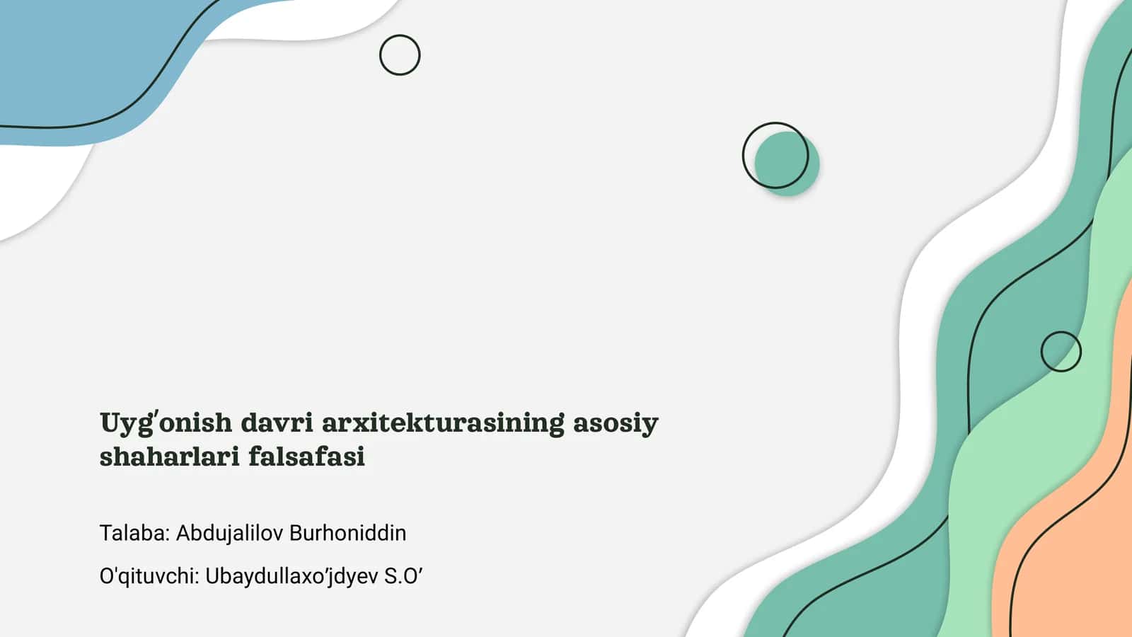 Uygʼonish davri arxitekturasining asosiy shaharlari falsafasi