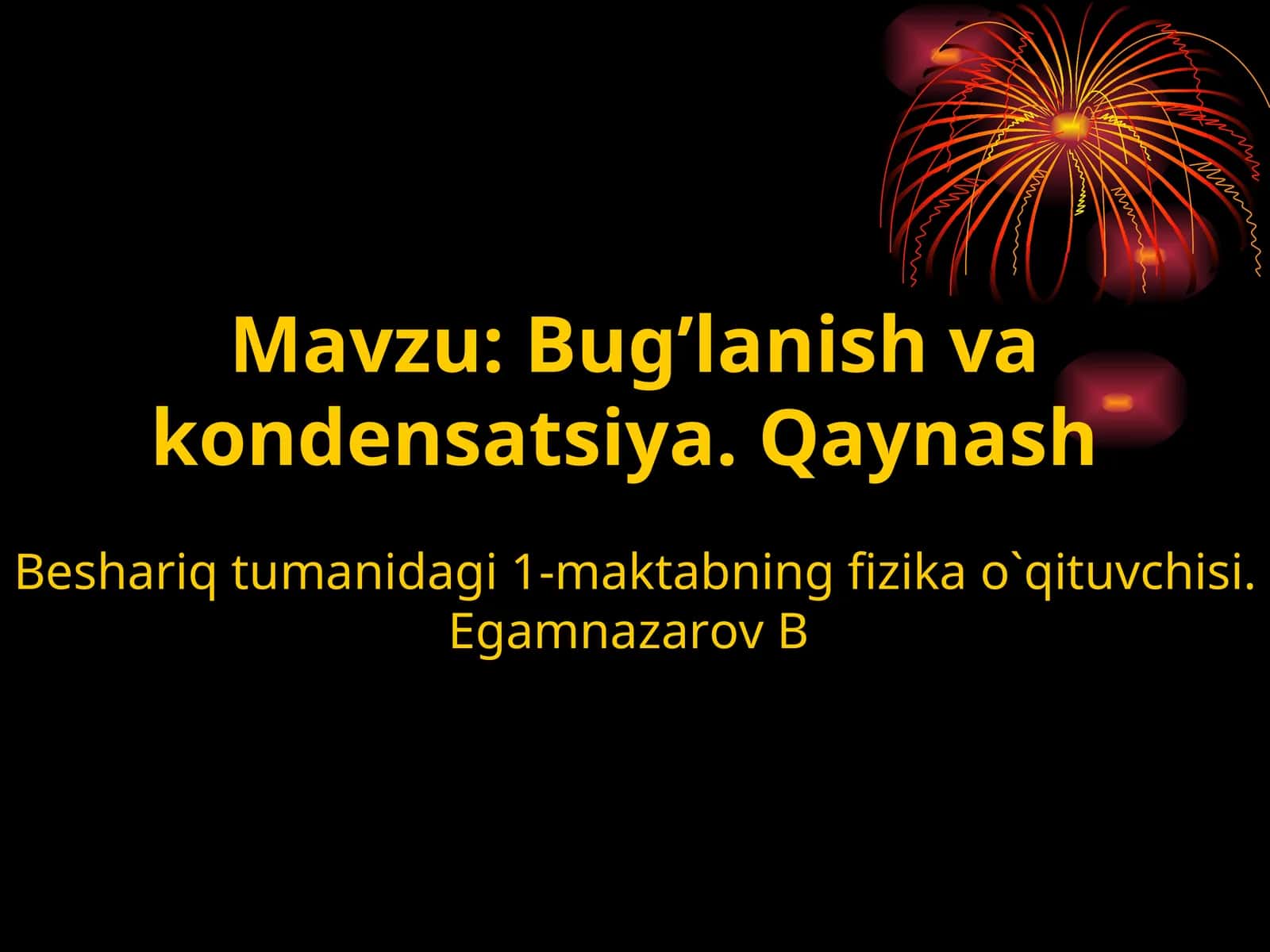 Bug’lanish va Kondensatsiya