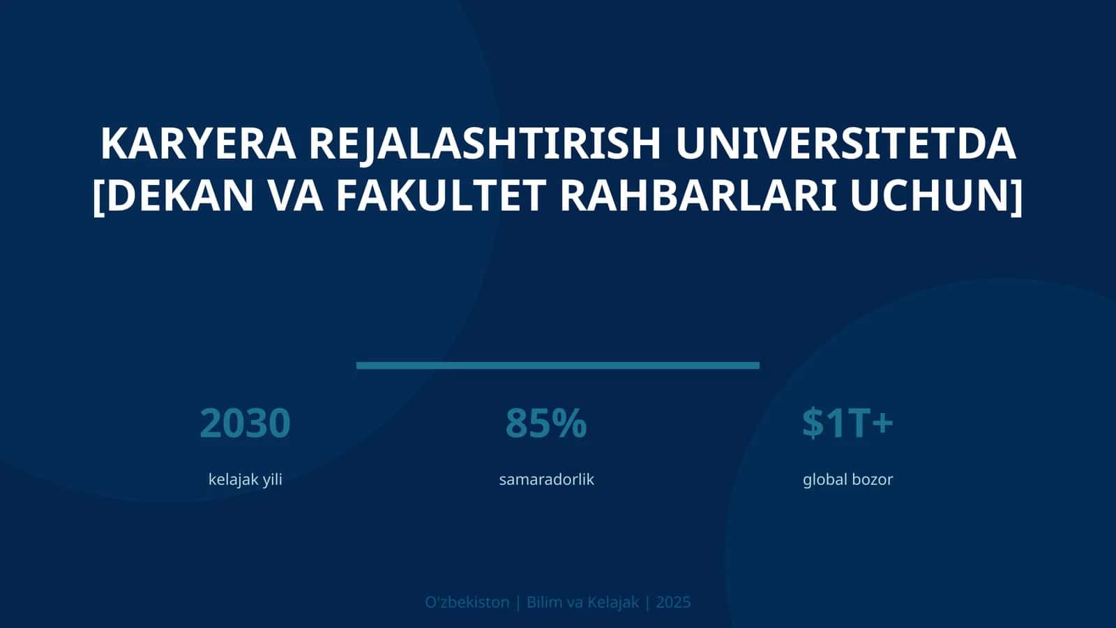 Karyera rejalashtirish universitetda [dekan va fakultet rahbarlari uchun]
