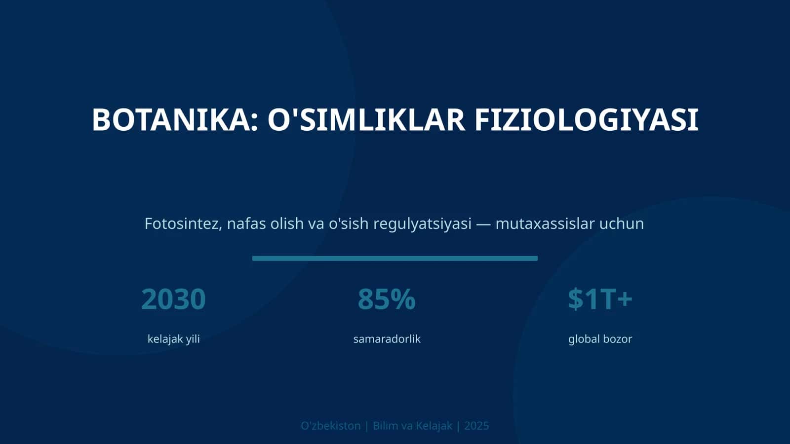 BOTANIKA: O'SIMLIKLAR FIZIOLOGIYASI