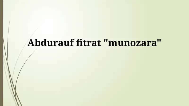Abdurauf fitrat "munozara"