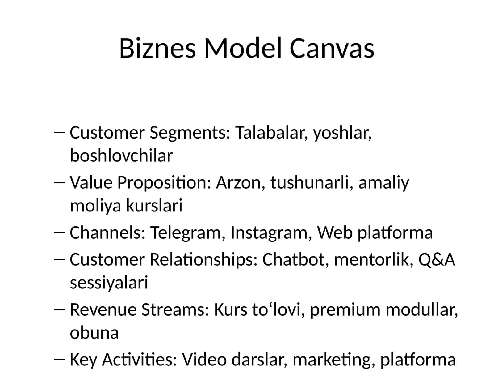Biznes Model Canvas