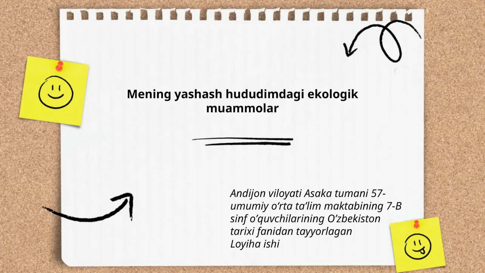 Mening yashash hududimdagi ekologik muammolar