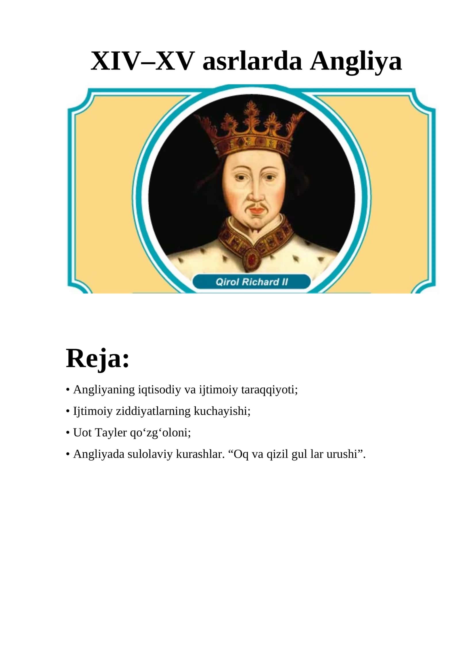 XIV–XV asrlarda Angliya