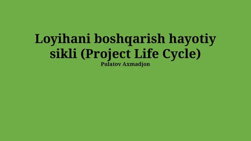 Loyihani boshqarish hayotiy sikli (Project Life Cycle)