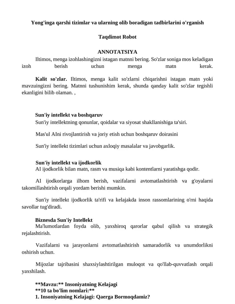Insoniyatning Kelajagi