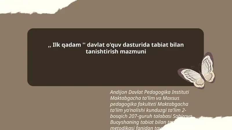Tabiat bilan tanishtirish mazmuni