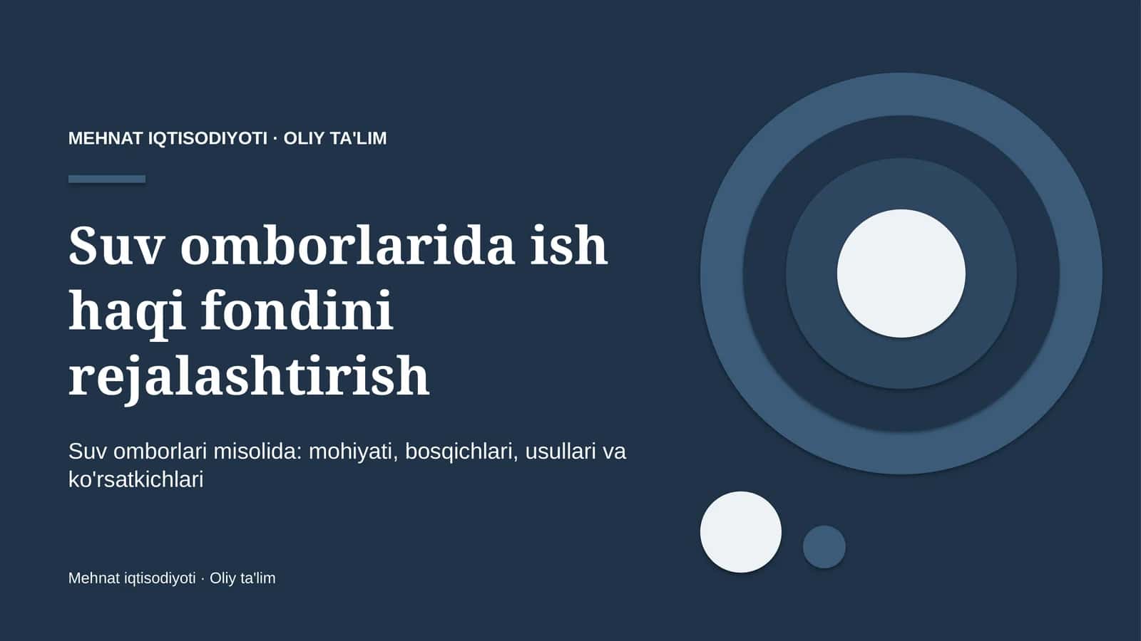 Suv omborlarida ish haqi fondini rejalashtirish