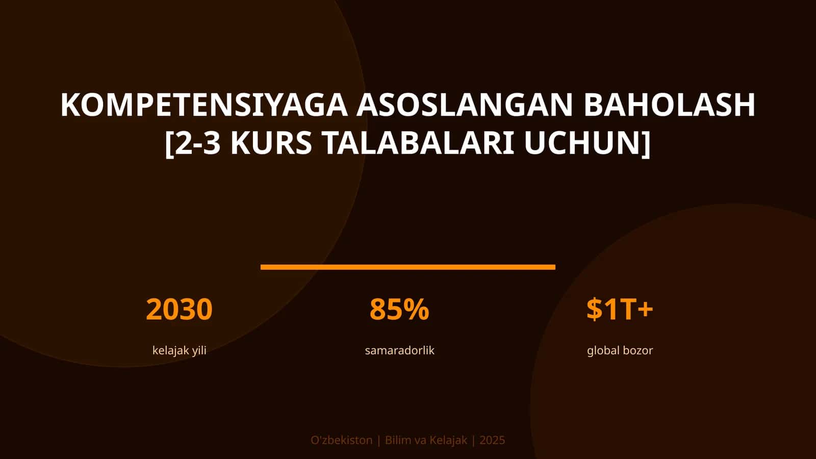 Kompetensiyaga asoslangan baholash [2-3 kurs talabalari uchun]