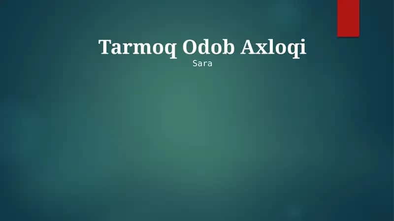 Tarmoq Odob Axloqi
