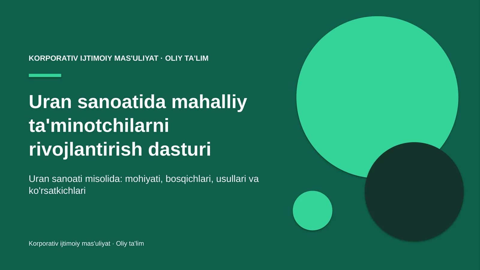 Uran sanoatida mahalliy ta'minotchilarni rivojlantirish dasturi