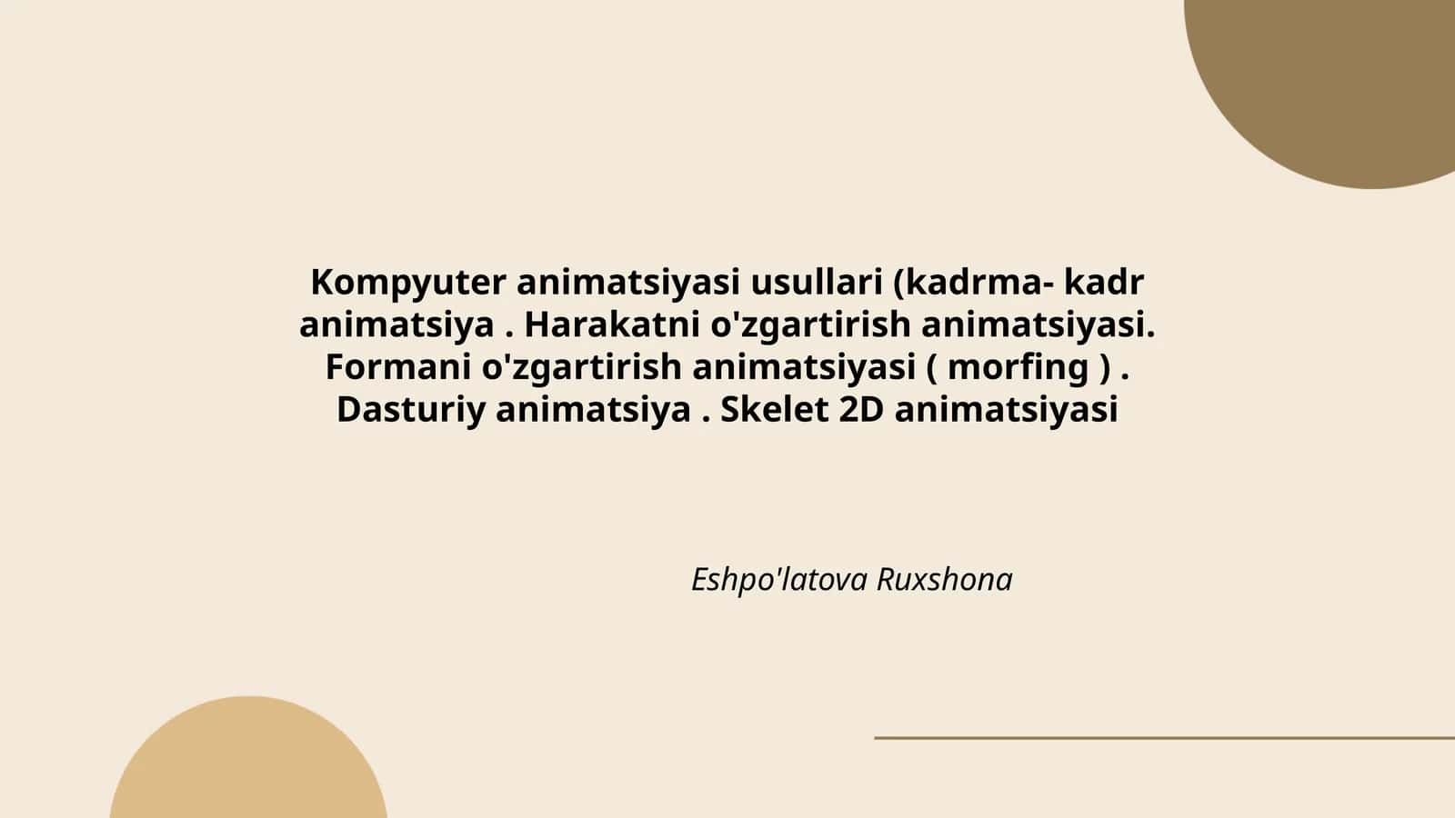Kompyuter animatsiyasi usullari