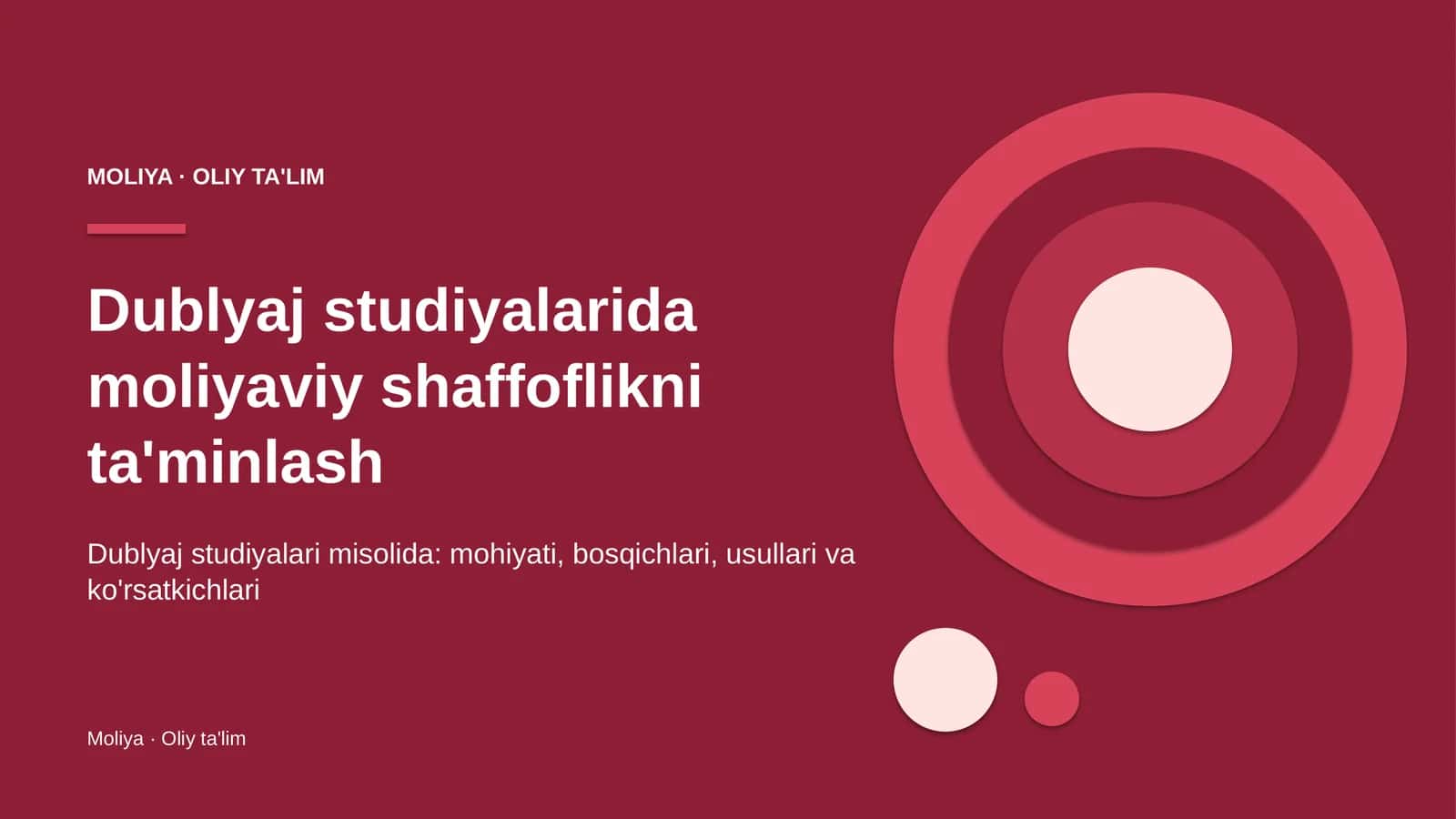 Dublyaj studiyalarida moliyaviy shaffoflikni ta'minlash