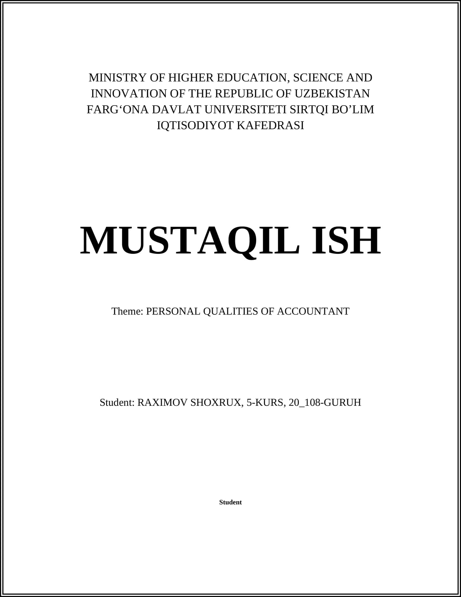 MUSTAQIL ISH