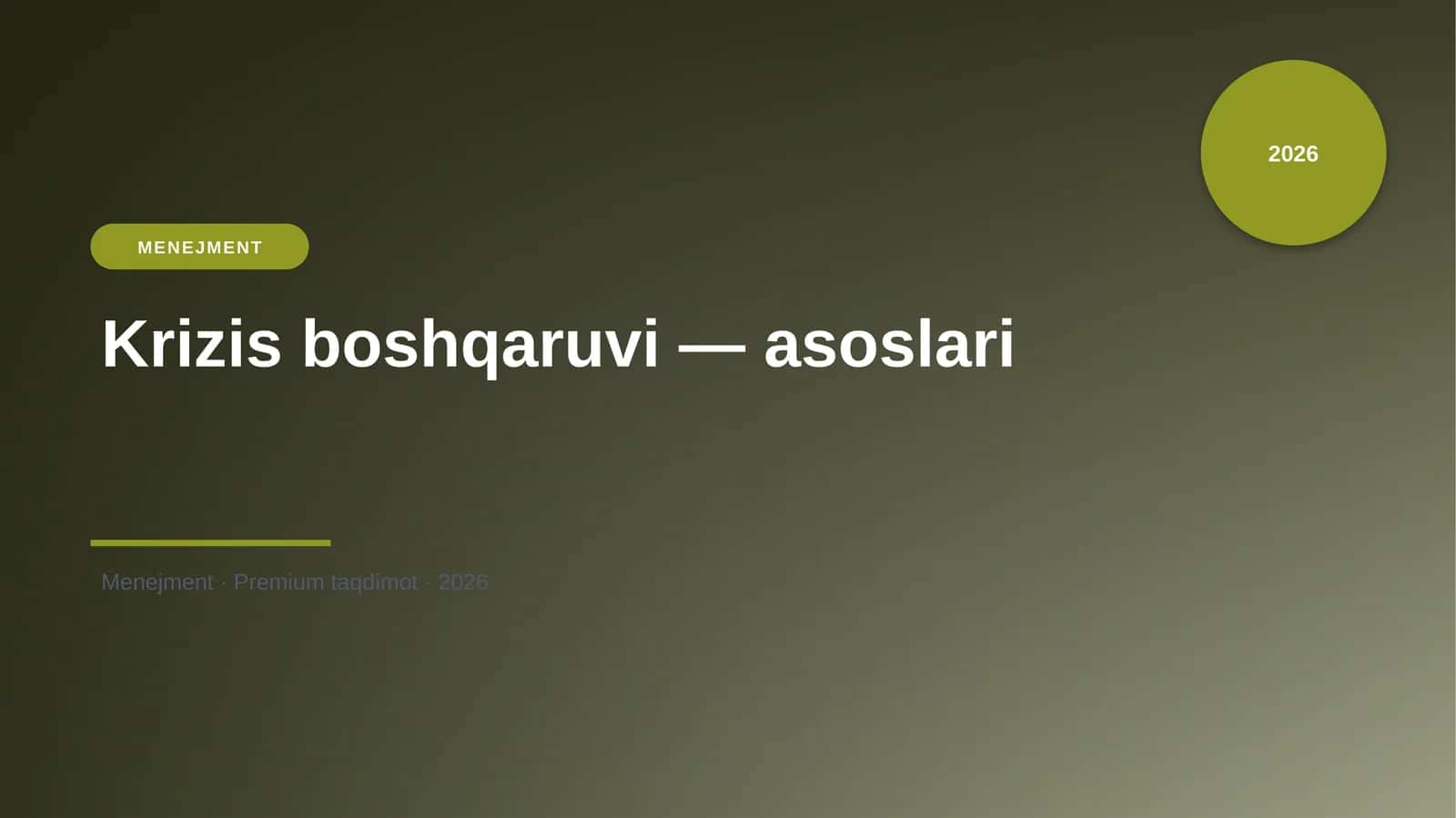 Krizis boshqaruvi — asoslari