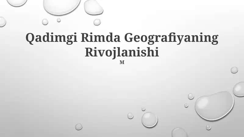 Qadimgi Rimda Geografiyaning Rivojlanishi