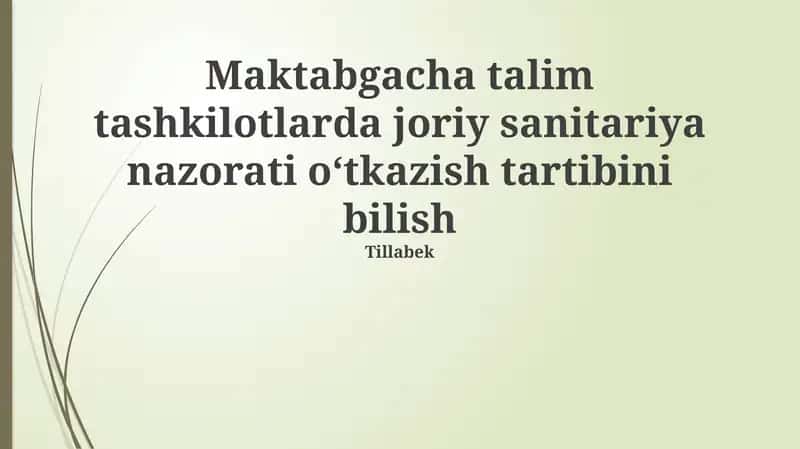 Joriy sanitariya nazorati oʻtkazish tartibi