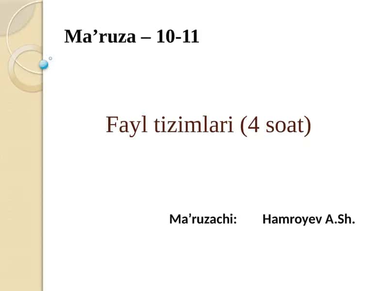 Fayltizimlari(4soat)