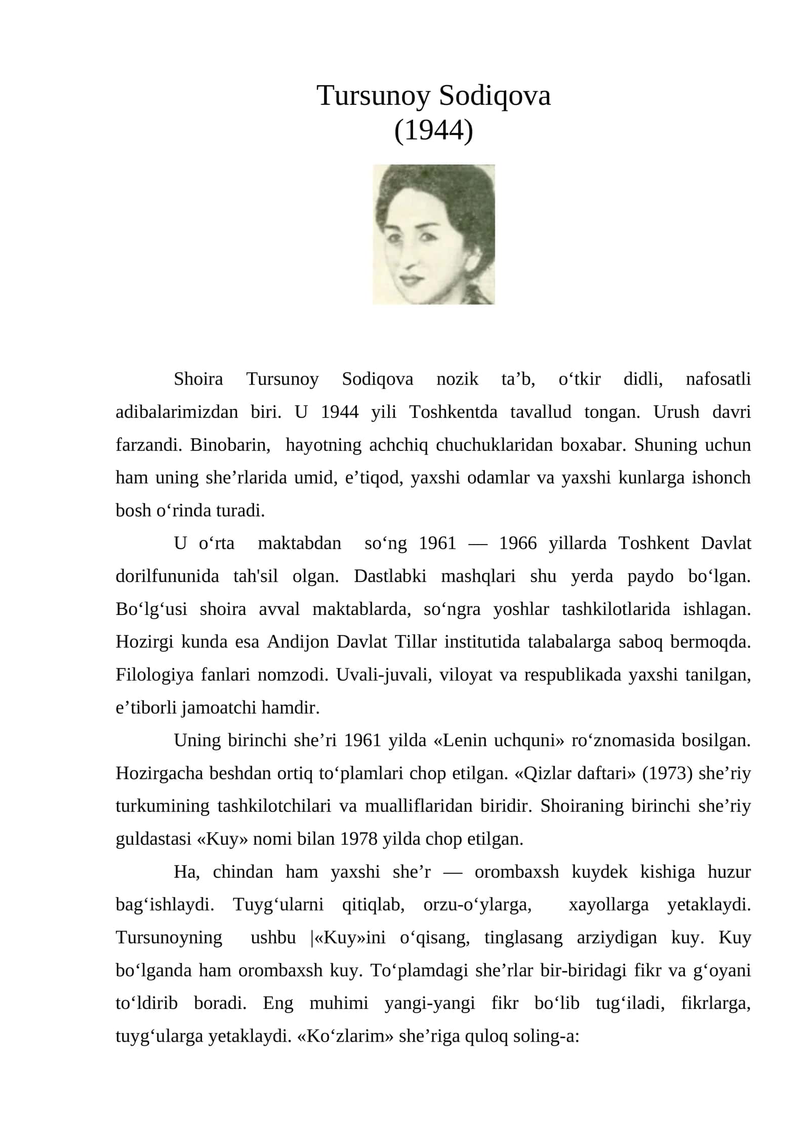 Tursunoy Sodiqova