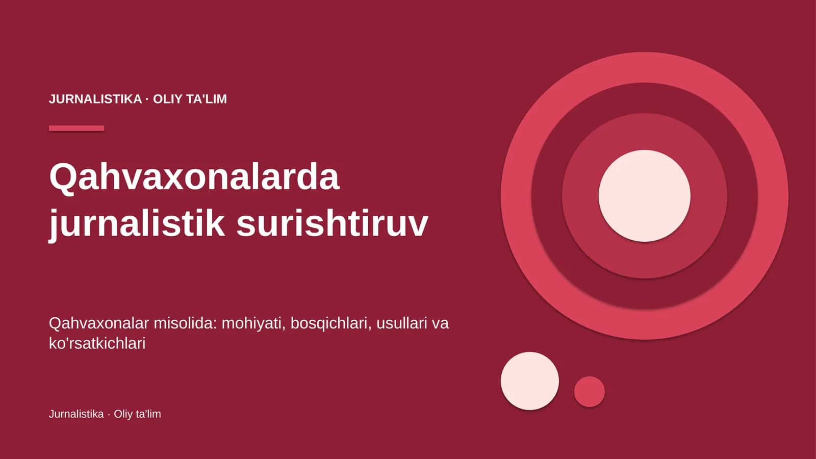 Qahvaxonalarda jurnalistik surishtiruv
