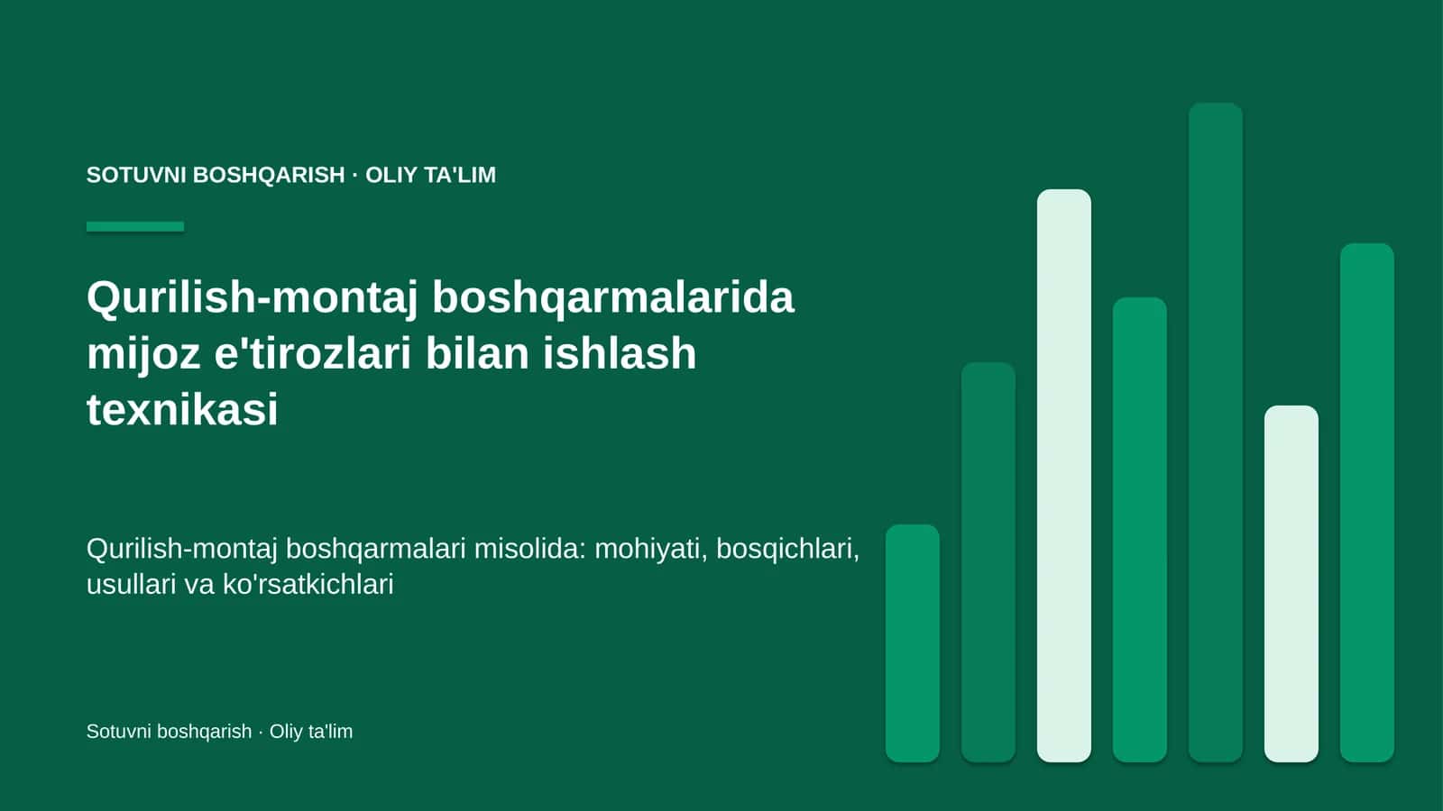 qurilish montaj boshqarmalarida mijoz e'tirozlari bilan ishlash texnikasi 5113