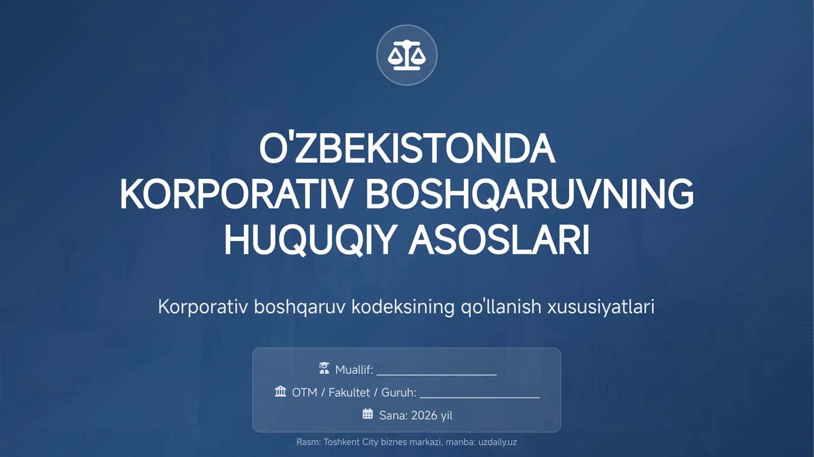 Korporativ boshqaruvning HUQUQIY ASOSLARI