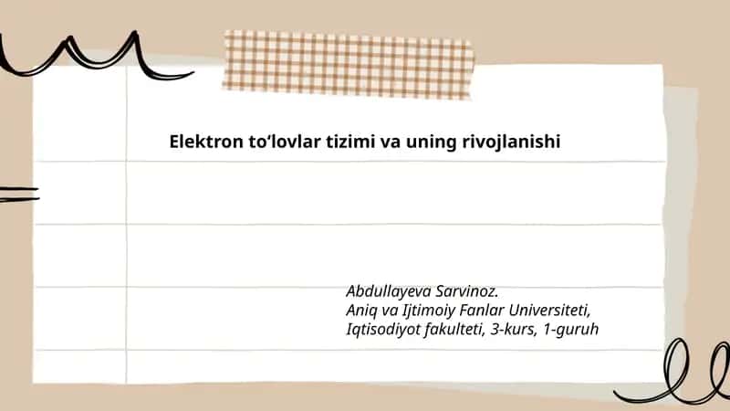 Elektron toʻlovlar tizimi va uning rivojlanishi