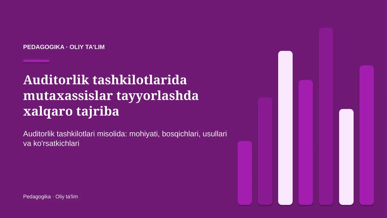 Auditorlik tashkilotlarida mutaxassislar tayyorlashda xalqaro tajriba