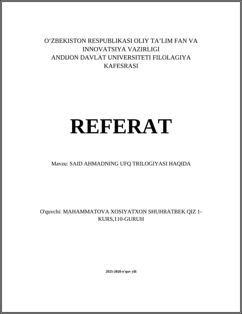 Said Ahmadning Ufq trilogiyasi