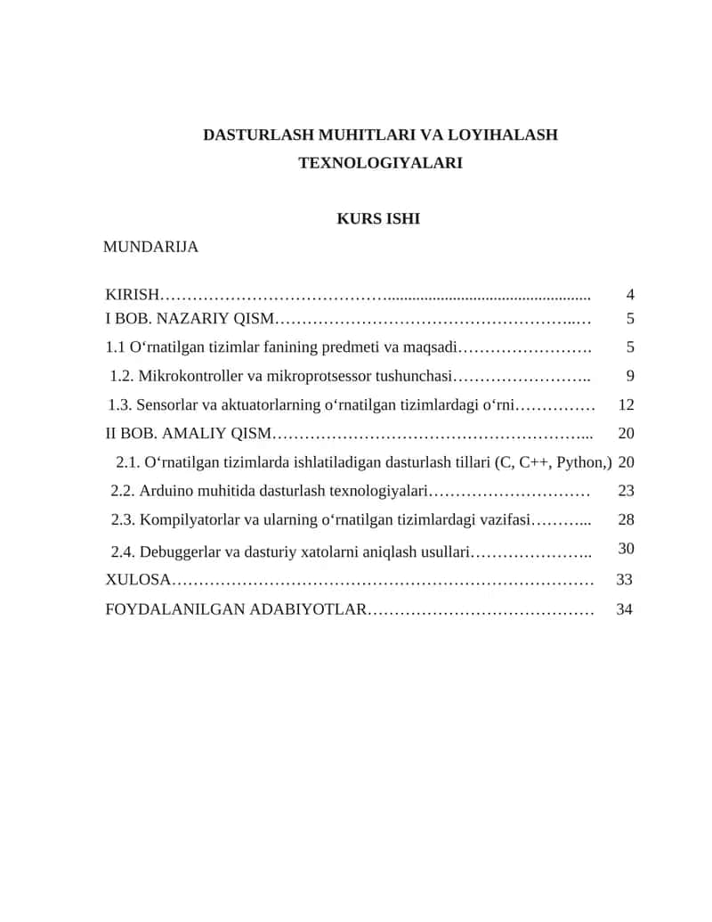 Dasturlash muhitlari va loyihalash texnologiyalari