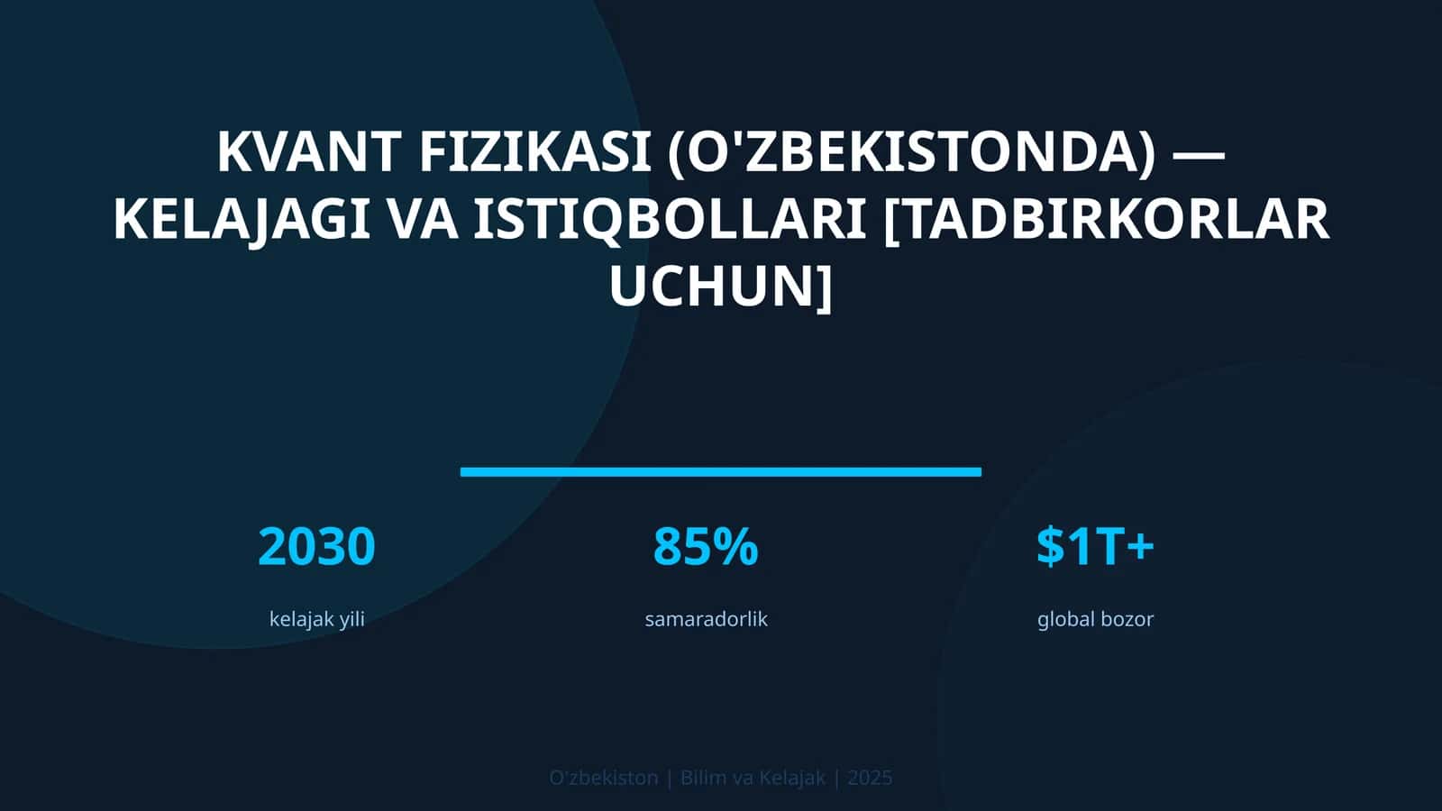 Kvant fizikasi (O'zbekistonda) — kelajagi va istiqbollari [tadbirkorlar uchun]