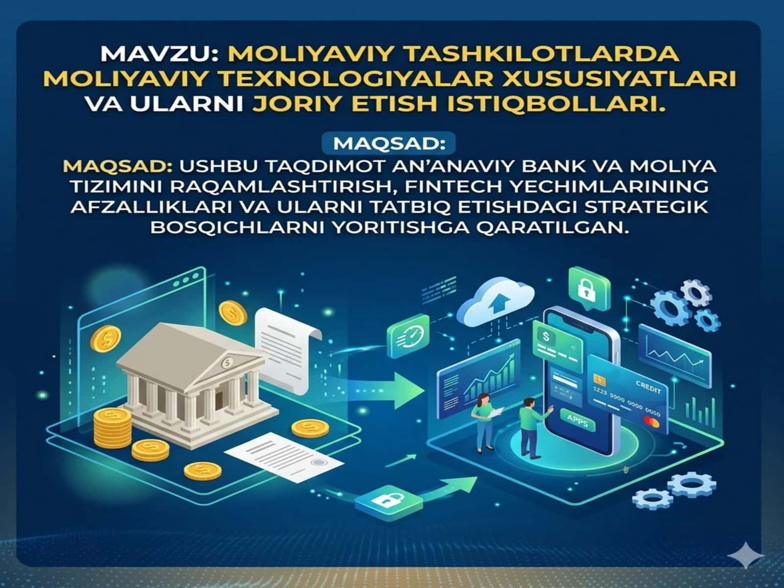 Moliyaviy tashkilotlarda moliyaviy texnologiyalar xususiyatlari va ularni joriy etishiqti