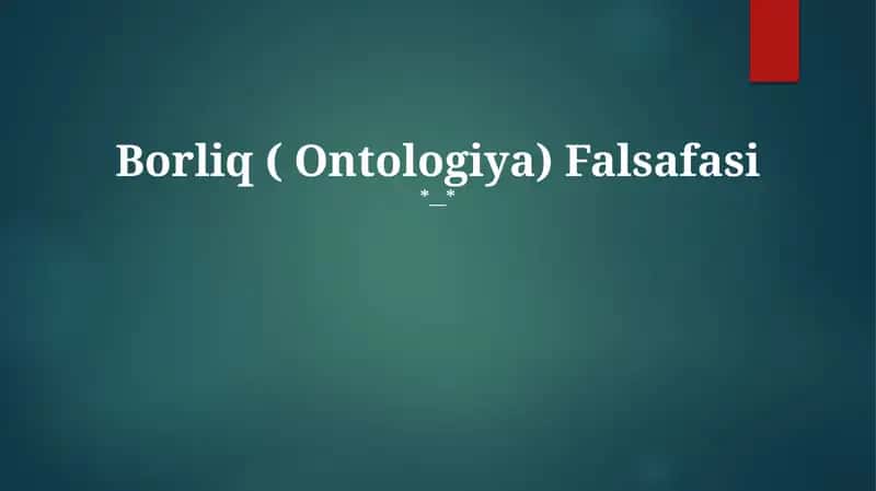 Borliq ( Ontologiya) Falsafasi