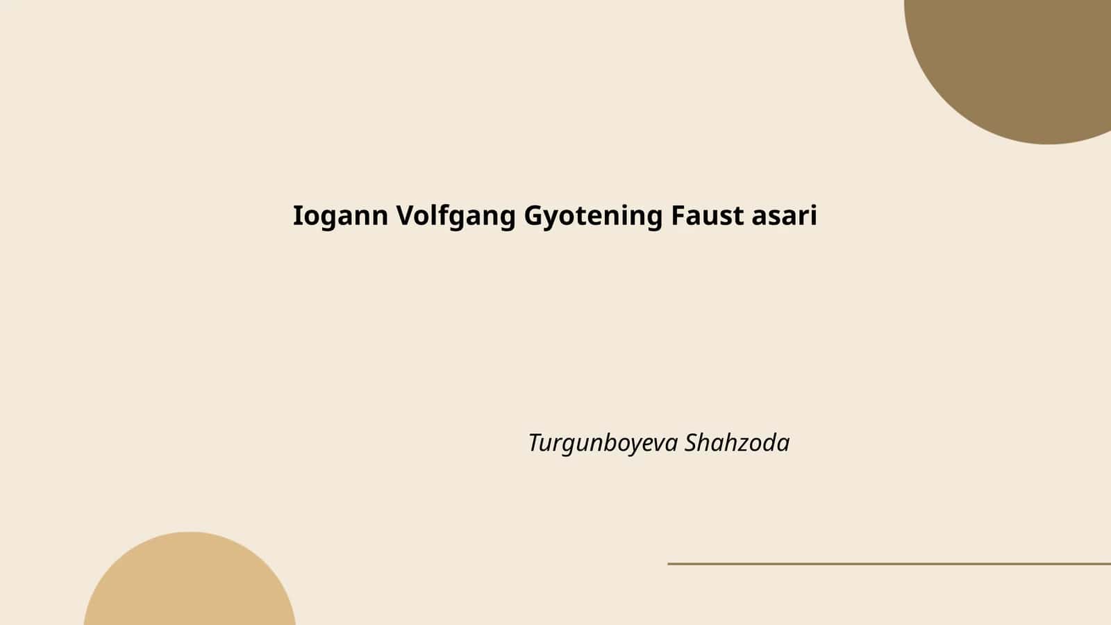 Iogann Volfgang Gyotening Faust asari